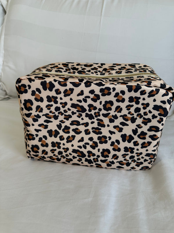 XL Leopard Print Nylon Pouch