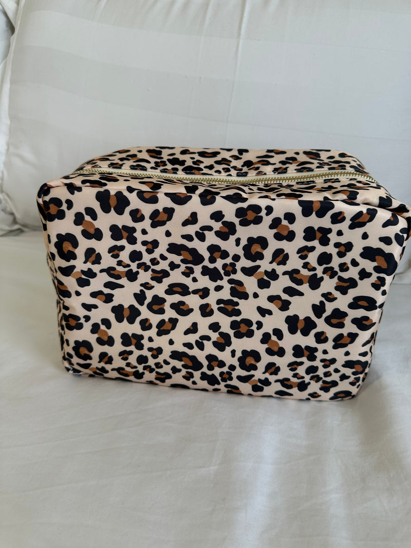 XL Leopard Print Nylon Pouch