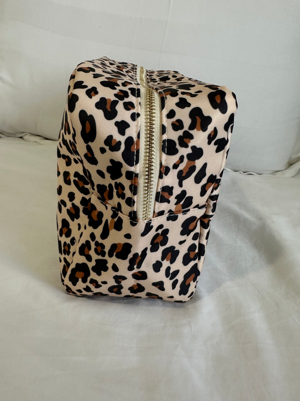 XL Leopard Print Nylon Pouch
