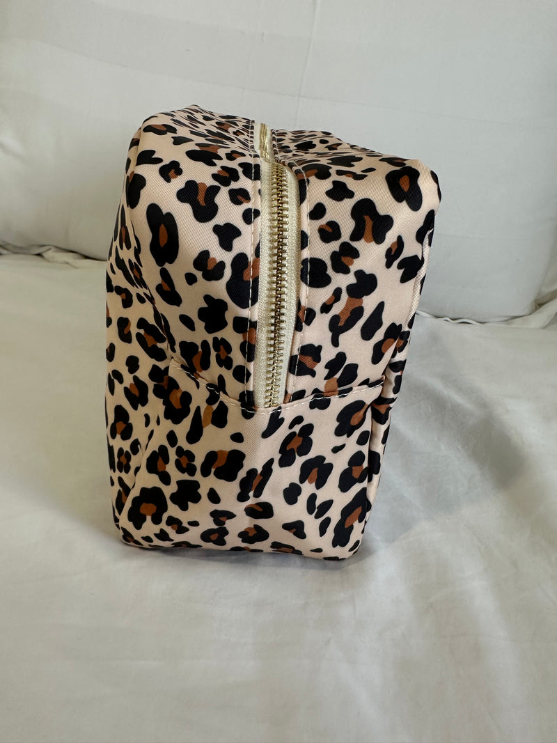 XL Leopard Print Nylon Pouch