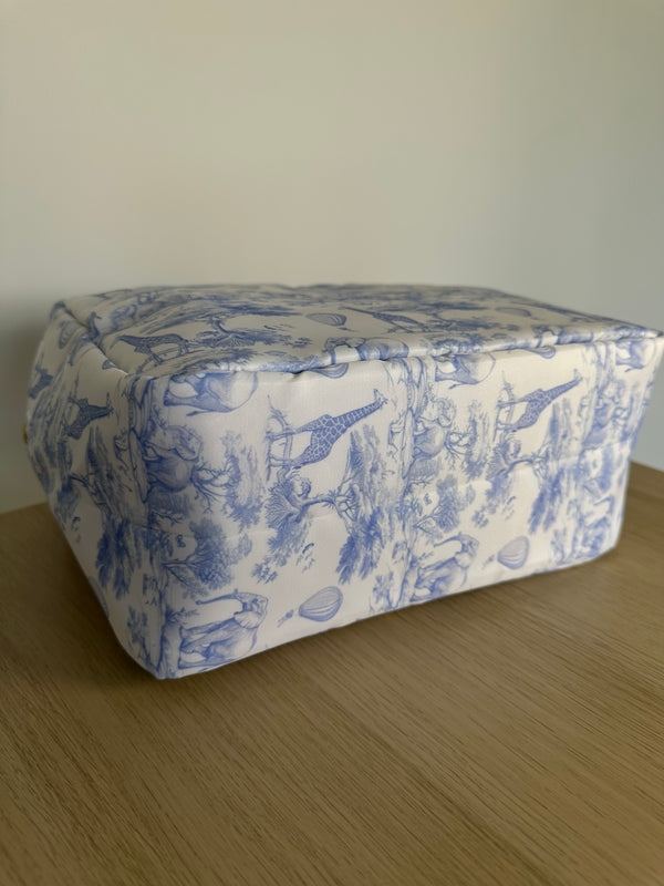 Blue Toile Chinoiserie Medium Nylon Pouch
