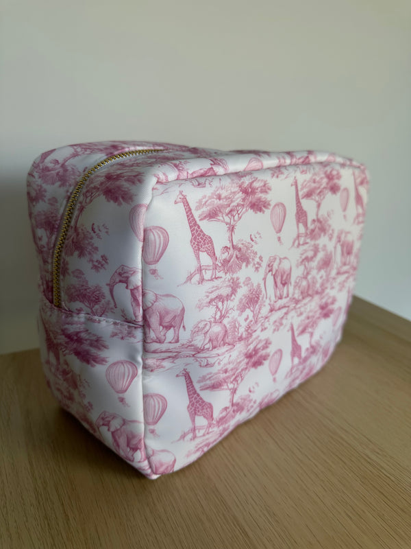 Pink Toile Chinoiserie Medium Nylon Pouch