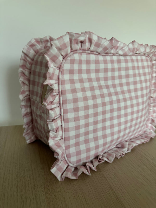 Gingham Ruffle pouch - various colours
