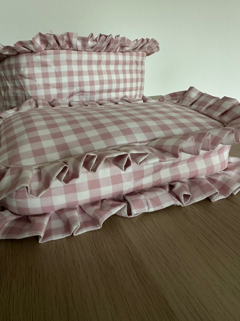 Gingham Ruffle pouch - various colours