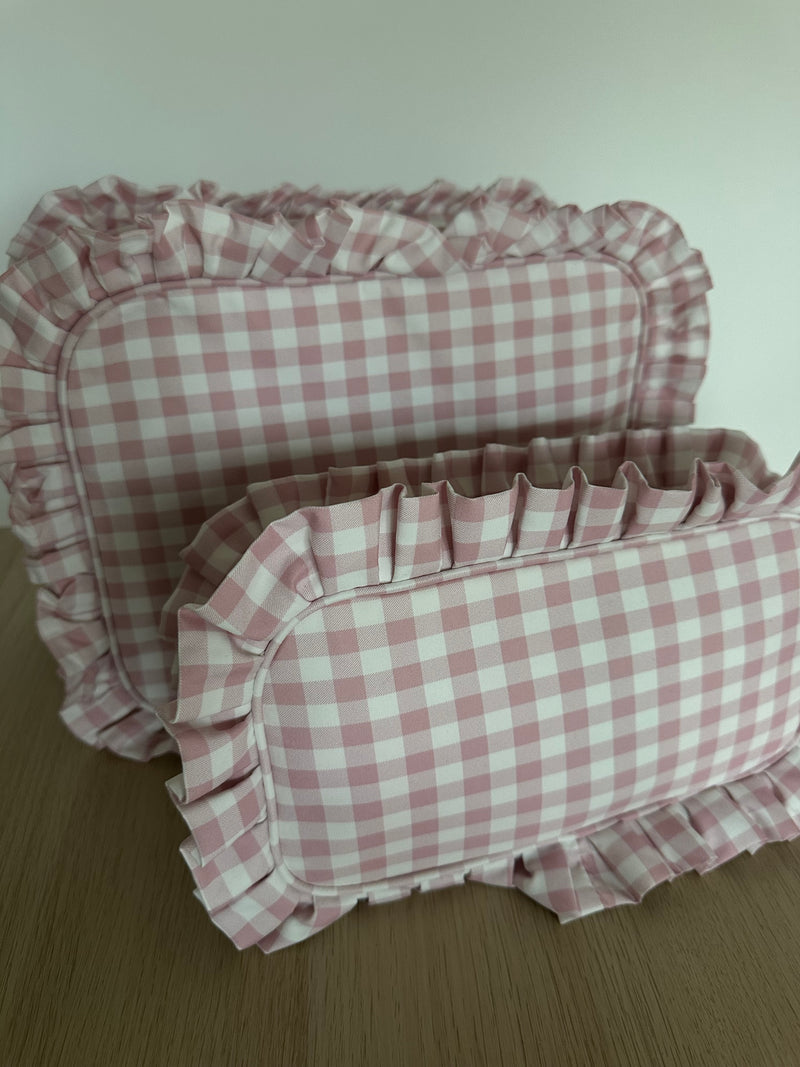 Gingham Ruffle pouch - various colours