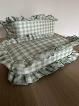 Gingham Ruffle pouch - various colours